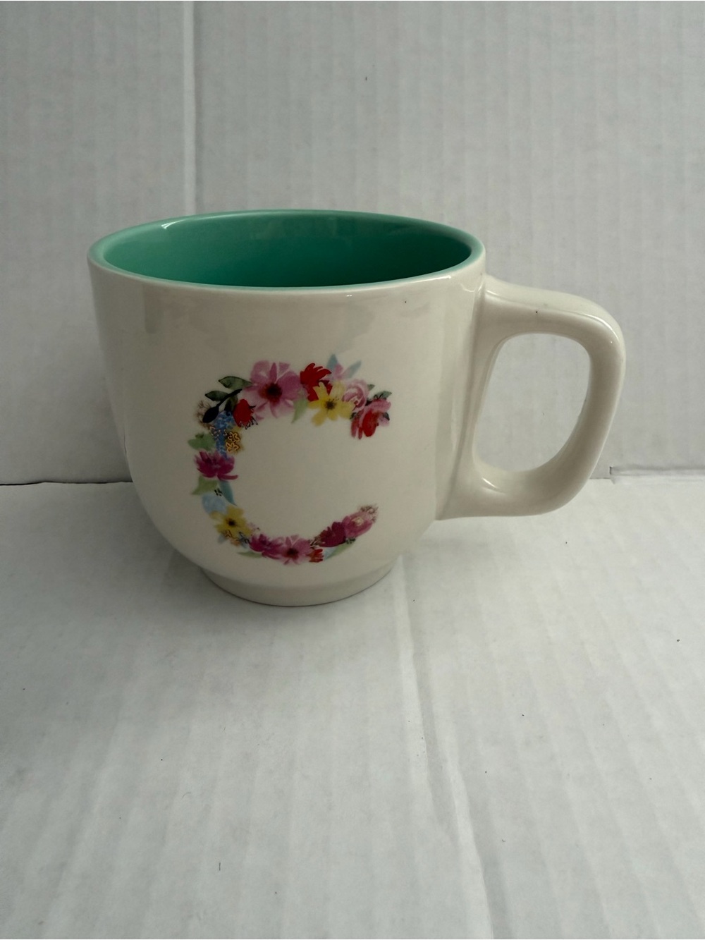 Modern Expressions Ceramic Floral Accent Initial “C” Mug